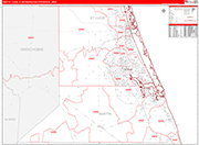 Port St. Lucie Metro Area Wall Map Red Line Style